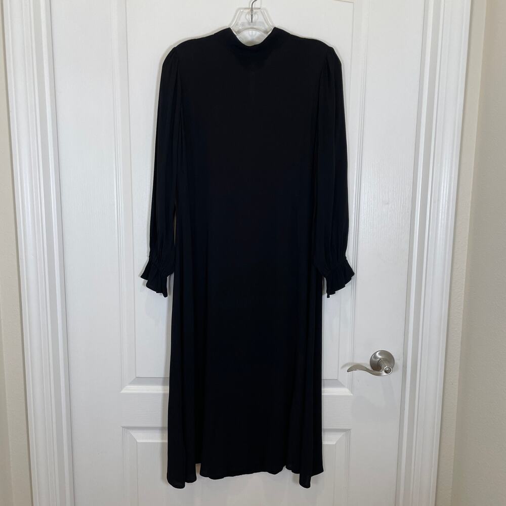 LOFT Mock Neck Dress Black Long Sleeve Midi w/ Slit NWT Modest Conservative 8P - Picture 3 of 8